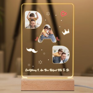 Personalized Dad Night Light, Gift for Valentine&#39;s Day Family Home decoration, Gift for Parents, Acrylic Night Light Gift for Dad, Dad Gift