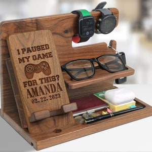 Personalized Gifts for Gamers, Dock Station Phone, Desk Organizer, Headphone Stand, Gamer Gifts, Gamer Anniversary Gift for Him, Gamer Gift