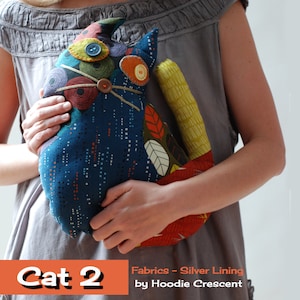 Patchwork Cat-2 Pillow - PDF Sewing Pattern / Stuffed animal