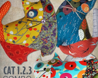 DIY - Patchwork Cat 1.2.3 Combo Sewing Pattern PDF File