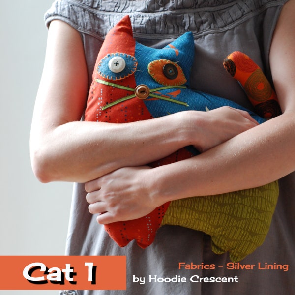 Patchwork Cat-1 Pillow - PDF Sewing Pattern / Stuffed animal