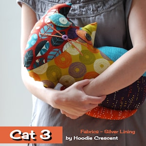 Patchwork Cat-3 Pillow - PDF Sewing Pattern / Stuffed animal