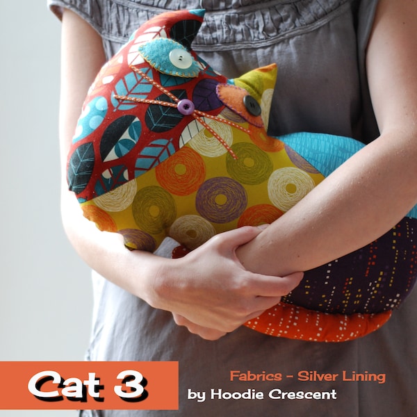 Coussin patchwork pour 3 chats - Patron de couture PDF / Animal en peluche