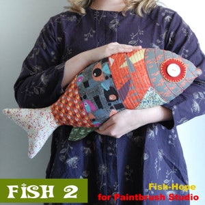 Patchwork Fish-2 Pillow - PDF Sewing Pattern / Stuffed animal