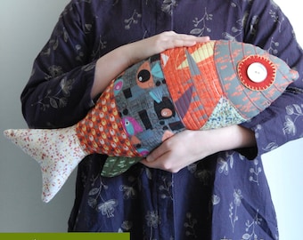 Patchwork Fish-2 Pillow - PDF Sewing Pattern / Stuffed animal