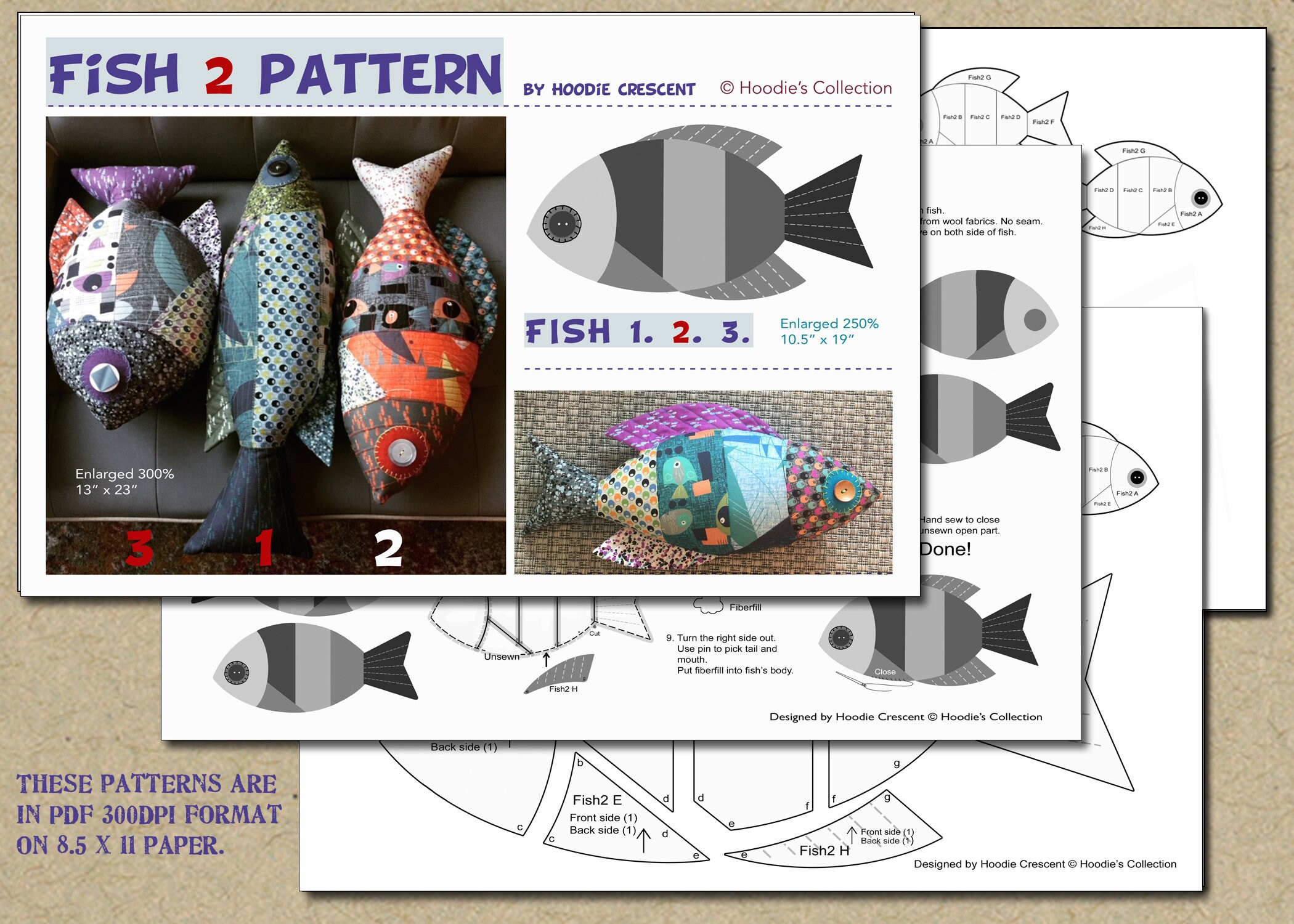 DIY Patchwork Fish 1.2.3 Combo Sewing Pattern PDF File Etsy