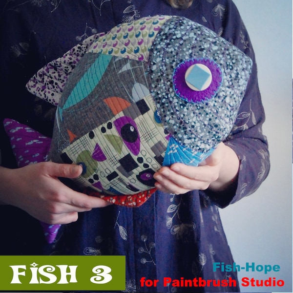 Patchwork Fish-3 Pillow - PDF Sewing Pattern / Stuffed animal