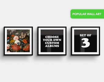 Custom Album Cover Print Set of Three, Choose Your Own Music Album Wall Art, Favorite Music Album Poster, Personalized Print for Music Lover