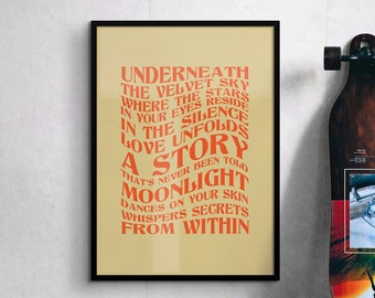 Custom Retro Song Lyrics Framed Poster, Music Wall Art, Personalized Favorite Lyrics Print, Gift for Music Lover, Gifts for any Occasion