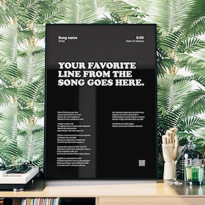 Póster de letra de canción personalizada, arte de pared para escanear y reproducir, frase de canción favorita, póster de letra personalizada, regalo para amantes de la música, regalo de Navidad