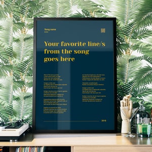 Custom Anniversary Song Lyrics Print, Scan And Play Wall Art, Personalized Lyrics Music Poster, Gift for Music Lover, Anniversary Gift