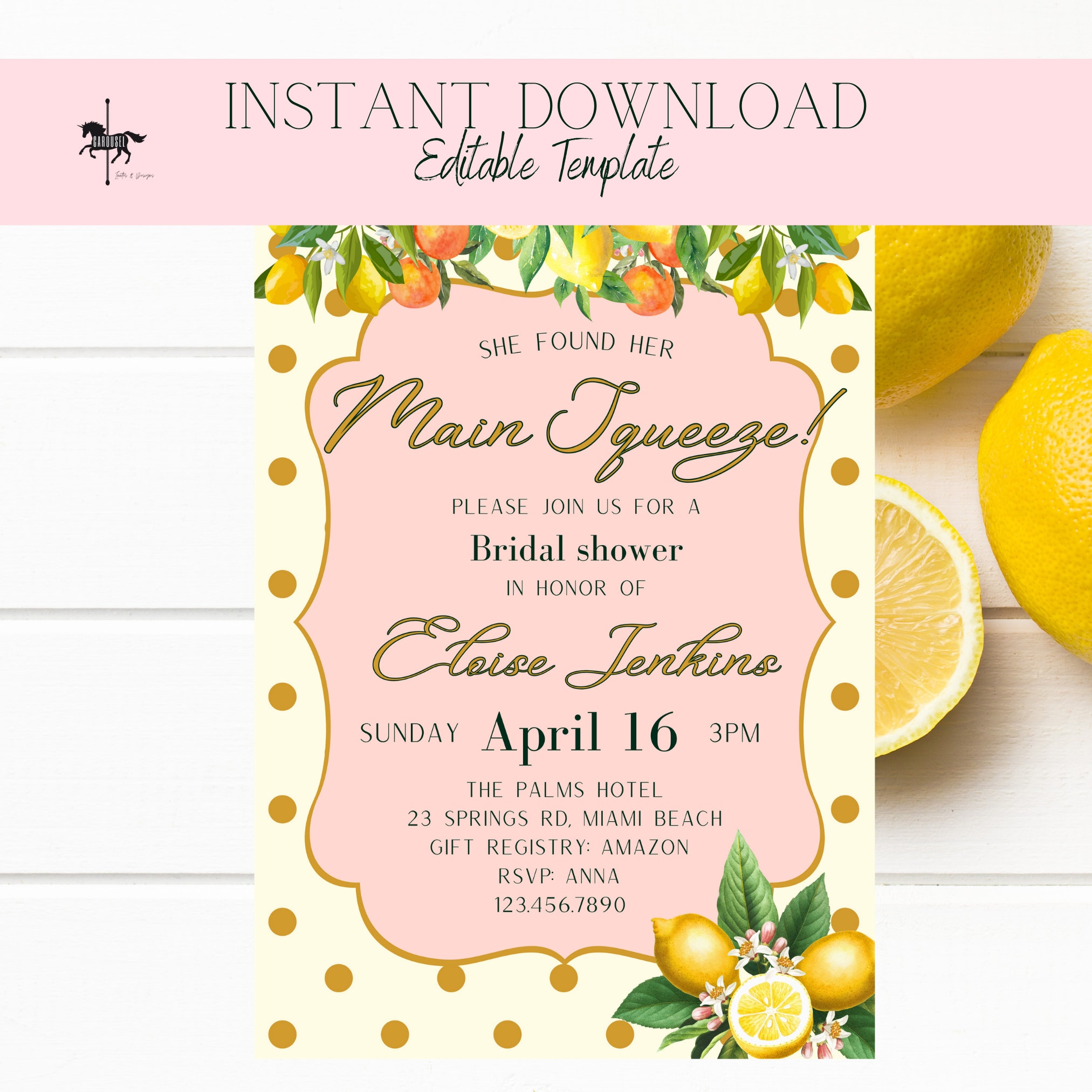 She Found Her Main Squeeze Bridal Shower Invitation, Lemon Citrus ...