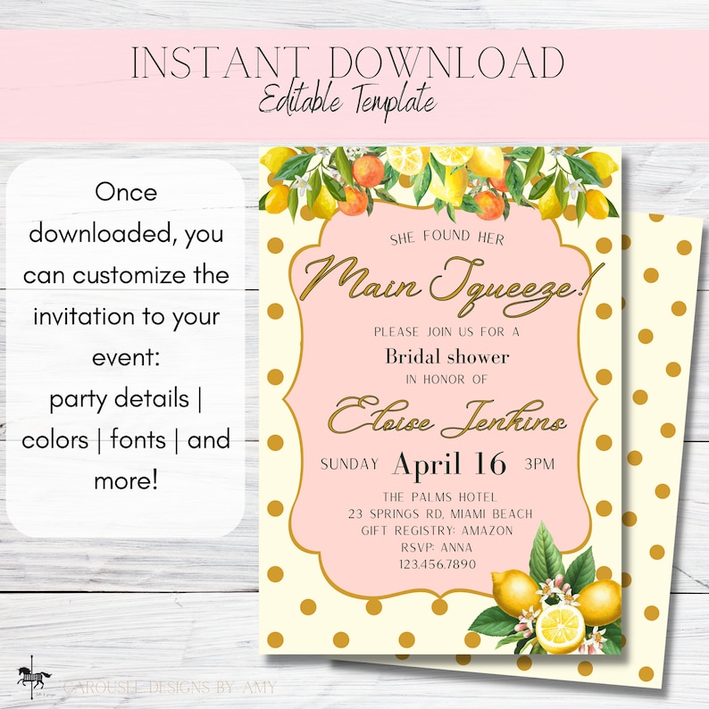 She Found Her Main Squeeze Bridal Shower Invitation, Lemon Citrus ...