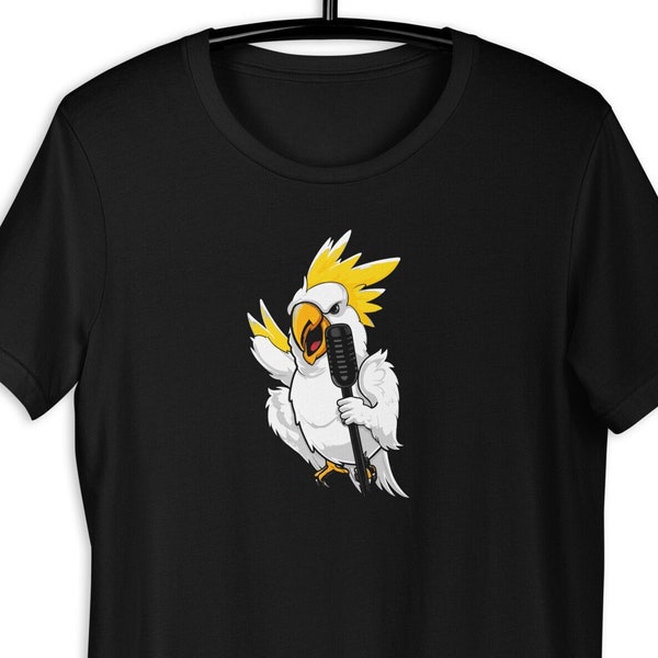 Cockatoo Singer T-shirts, Cockatoo Tees, Graphic T-shirts, Bird Lovers, Funny Shirt, Australia Trendy Designs, Music Lovers, Unique Apparel