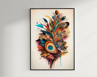 Abstract Art / High Quality Digital Art Print, AI Generated, Midjourney, Wall Art, AI Art, Digital Download, Home Decor, Printable