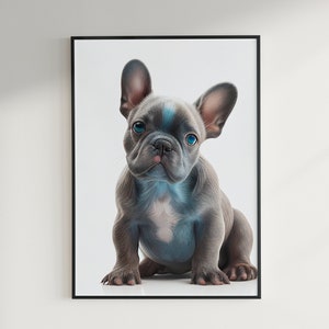 Frenchie Portrait / Digital Art Print, AI Generated, Midjourney, Wall Art, AI Art, Digital Download, Home Decor, Printable