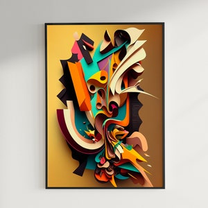Abstracte kunst/hoge kwaliteit digitale kunstprint, AI gegenereerd, midjourney, kunst aan de muur, AI kunst, digitale download, decor van het huis, afdrukbaar