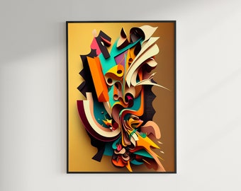 Abstract Art / High Quality Digital Art Print, AI Generated, Midjourney, Wall Art, AI Art, Digital Download, Home Decor, Printable