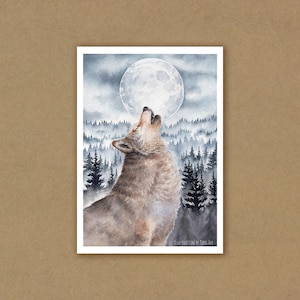 Art Prints | Full Moon Forest - Wolf A5 Size