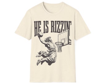 T-shirt souple unisexe He is Rizzin en édition limitée, T-shirt graphique Jesus vintage des années 90