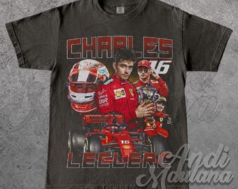 Camiseta unisex de estilo suave de Charles Leclerc para Fórmula Uno, piloto de F1, camiseta con estampado de póster de Charles Leclerc