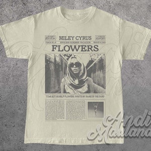 Limited MILEY CYRUS Unisex Softstyle T-Shirt, Miley Cyrus Merch, Miley Cyrus FLOWERS Lyric 90s Poster Graphic tee