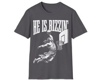 T-shirt souple unisexe He is Rizzin en édition limitée, T-shirt graphique affiche Jesus Is Rizzin vintage des années 90