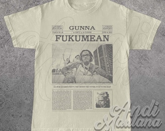 Camiseta unisex de edición limitada Softstyle del rapero y cantante GUNNA, Merchandising de GUNNA, Camiseta gráfica con póster de los 90 con la letra de Gunna Fukumean