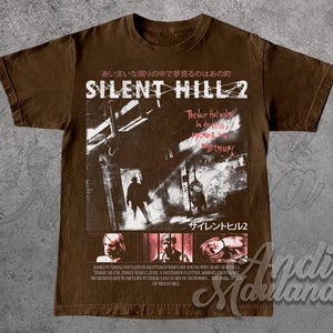 Silent Hill 2 Survival Game Unisex Tee, Horror Video Game T-shirt, Gamer Gift Shirt, Pyramid Head Graphic Top, Halloween Gift Apparel Dark Chocolate