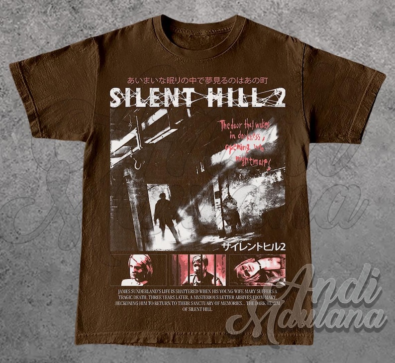 Silent Hill 2 Survival Game Unisex Tee, Horror Video Game T-shirt, Gamer Gift Shirt, Pyramid Head Graphic Top, Halloween Gift Apparel Dark Chocolate