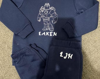 Personalised Navy Tracksuit Set: Custom Name, Sizes Newborn-Adult