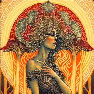 Epione Goddess 16x20 Print Pagan Mythology Psychedelic Goddess Art Mythological Goddess Painting Wall Art Gift Bohemian Style Wall Decor