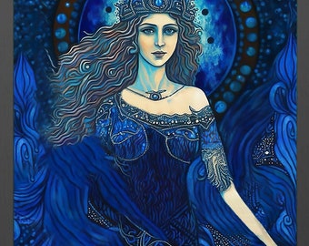 Calypso 5x7 Print Pagan Mythology Psychedelic Goddess Art Mythological Goddess Painting Wall Art Gift Bohemian Style Wall Decor