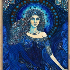 Calypso Printable Wall Art Pagan Mythology Celestial Goddess Art Mythological Goddess Painting Wall Art Gift Star Goddess Divine Feminine