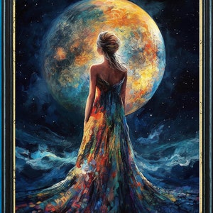 Asteria Star Goddess 11x14 Print Pagan Mythology Psychedelic Art Deco Art Nouveau Goddess Of Stars Star Goddess Painting Divine Feminine Art