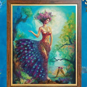 Demeter godin 8x10 print heidense mythologie psychedelische godin kunst mythologische godin schilderij muur kunst cadeau Boho stijl muur decor