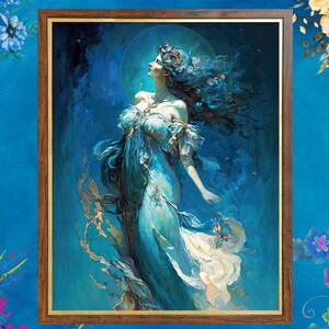 Asteria Star Goddess 11x14 Print Pagan Mythology Psychedelic Art Deco Art Nouveau Goddess Of Stars Star Goddess Painting Divine Feminine Art
