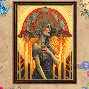 Epione Goddess 12x16 Print Pagan Mythology Psychedelic Goddess Art Mythological Goddess Painting Wall Art Gift Bohemian Style Wall Decor