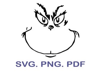 Grinch Gesicht Weihnachten SVG, Printable Cut File (Digitaler Download)