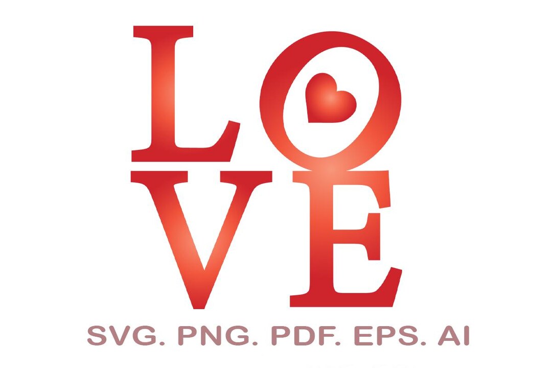 Love SVG, Love Script Heart Svg, Valentine's Day Svg, Retro Valentine ...