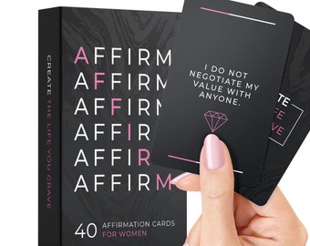 Affirmation Cards for Women | Motivational Cards for Practicing Self Care, Meditation and Mindfulness | 40 Cards