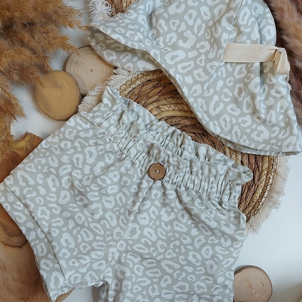 Paperbag Shorts Leo natural, Babyhose, Hose Mädchen, Hose Kinder, Jersey, Leggins, kurze Hose