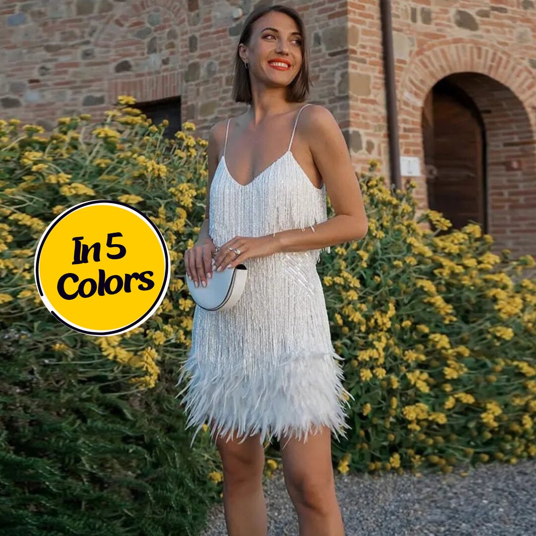 Fringe Sequin Feather Dress Sparkling Sequin Fringe Dress - Etsy