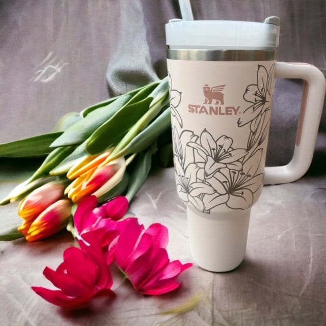 Stanley 40oz tumbler  Magnolia Floral Engraving – Freckled & Framed Sign  Co.