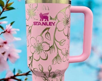 Engraved Cherry Blossom Stanley Tumbler: Personalized Engraved Floral Cup  for Her - Etsy