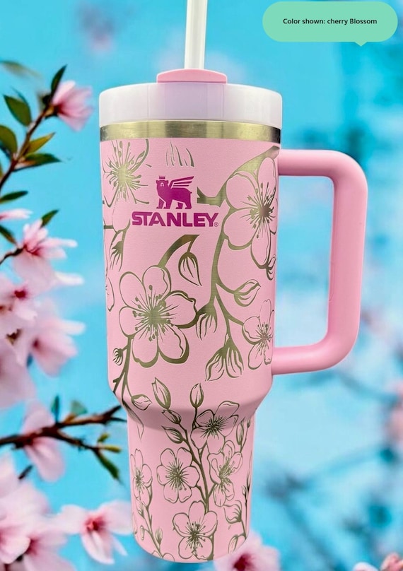 Engraved Cherry Blossom Stanley Tumbler: Personalized Engraved Floral Cup  for Her - Etsy