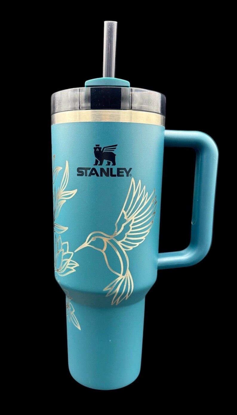 peacock color Stanley engraved with hummingbirds