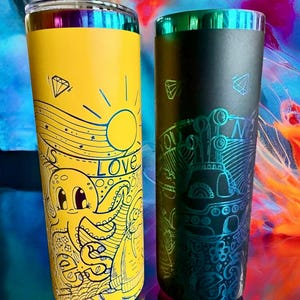 A cup of Beatles Songs in 20oz Skinny Tumbler