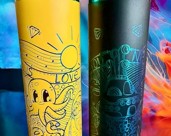 Una taza de canciones de los Beatles en un vaso delgado de 20 oz