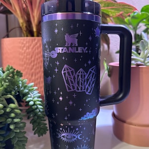 Black Chroma Stanley Tumbler with Celestial Engraving 40 oz